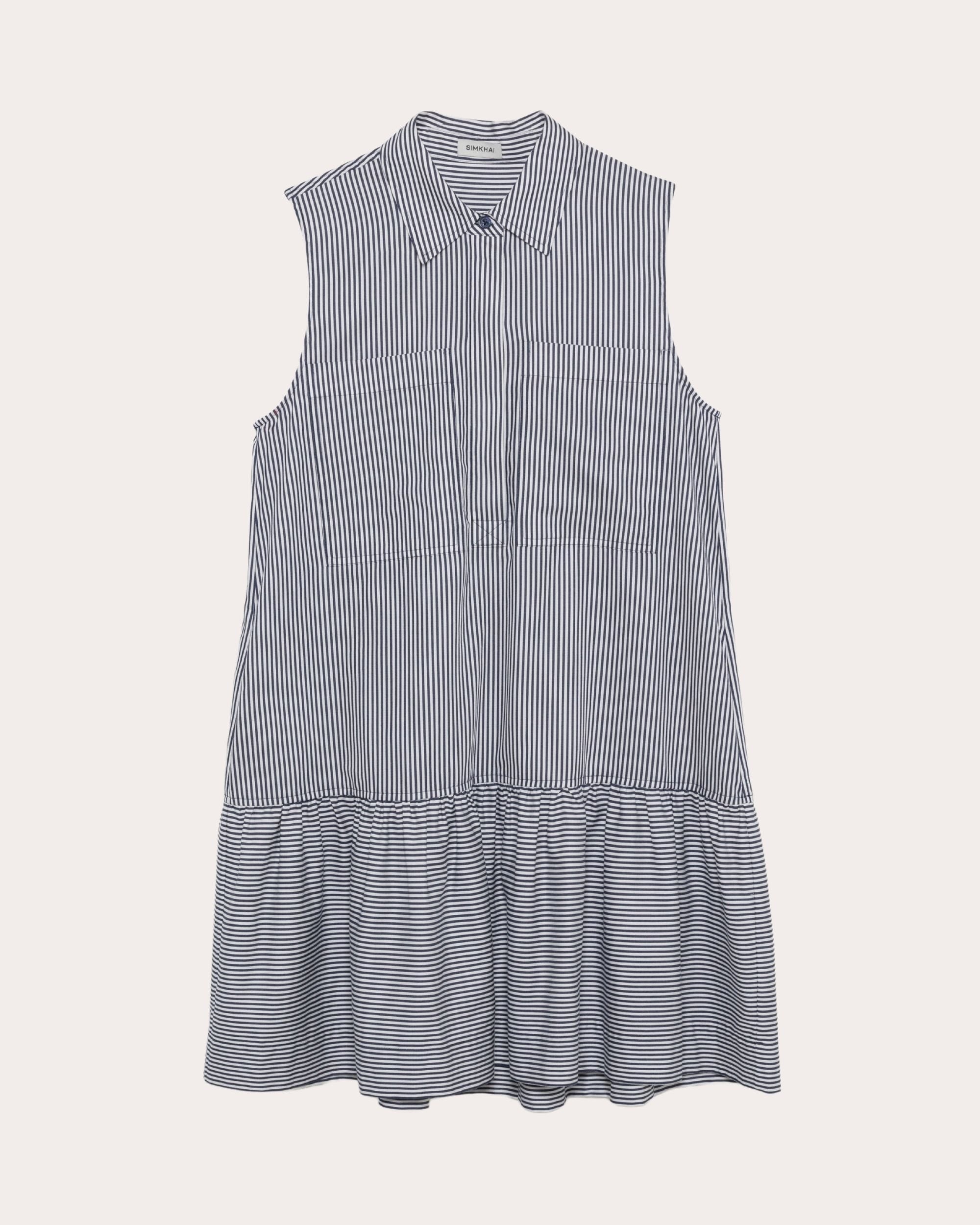 Candace Stripe Cotton Poplin Drop-Waist Shirt Dress - 5