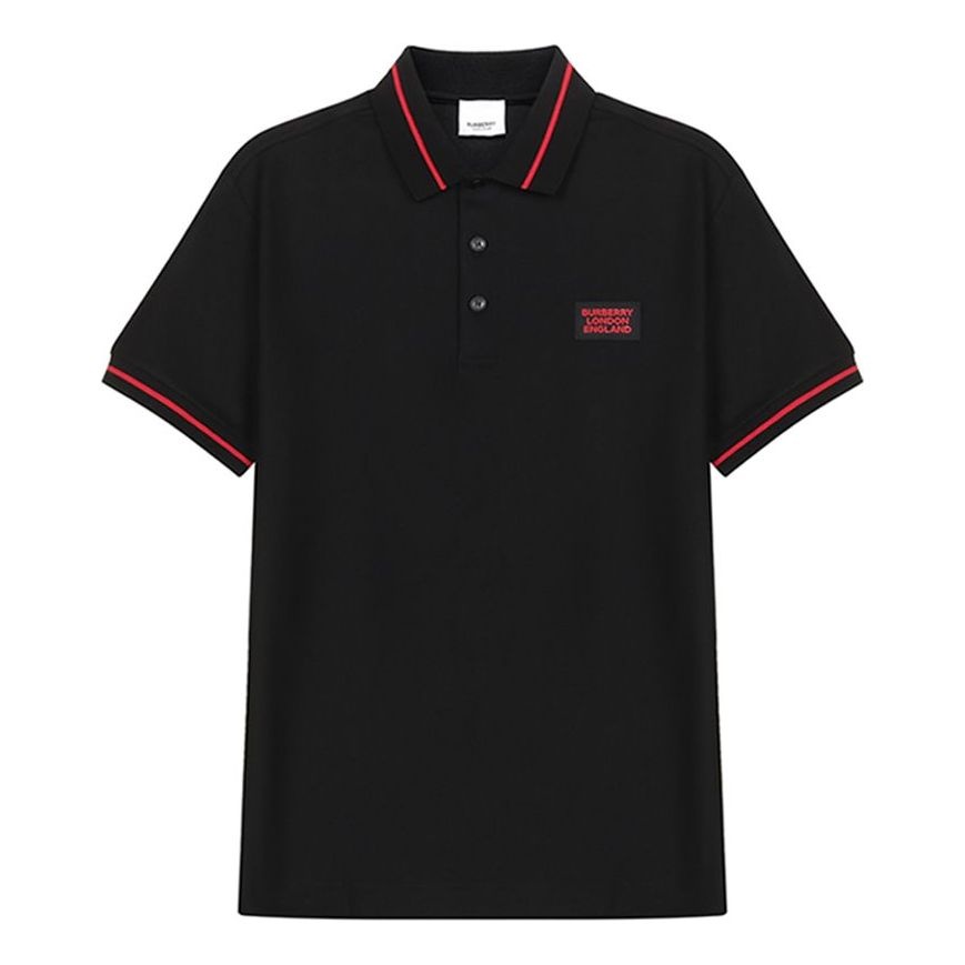 Men's Burberry Cotton Short Sleeve Polo Shirt Black 80259721 - 1