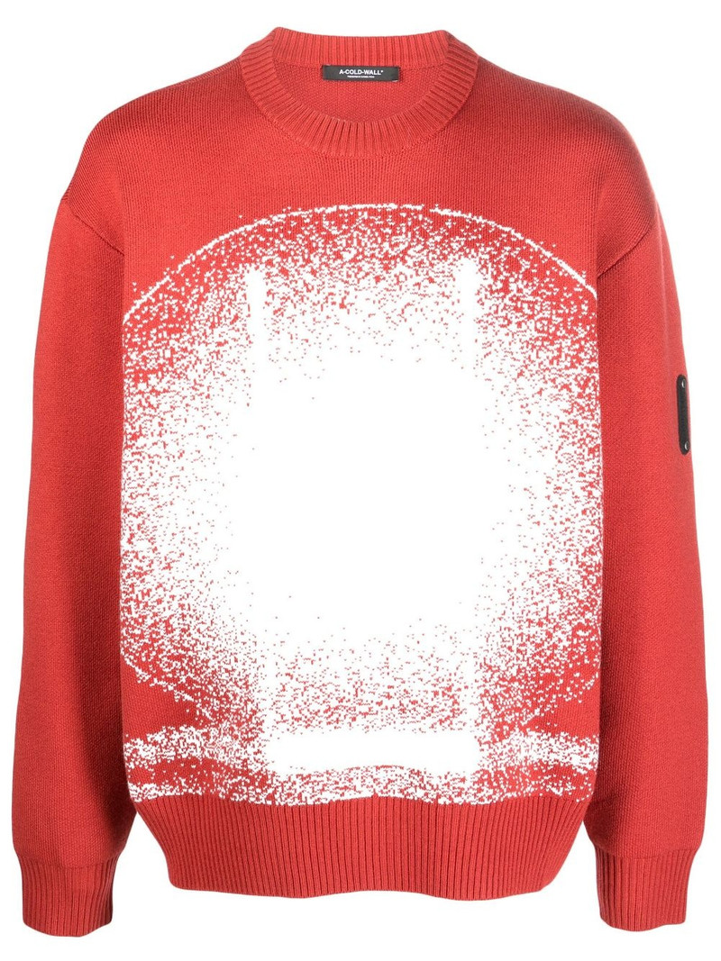 Exposure-print knitted crew neck sweatshirt 1