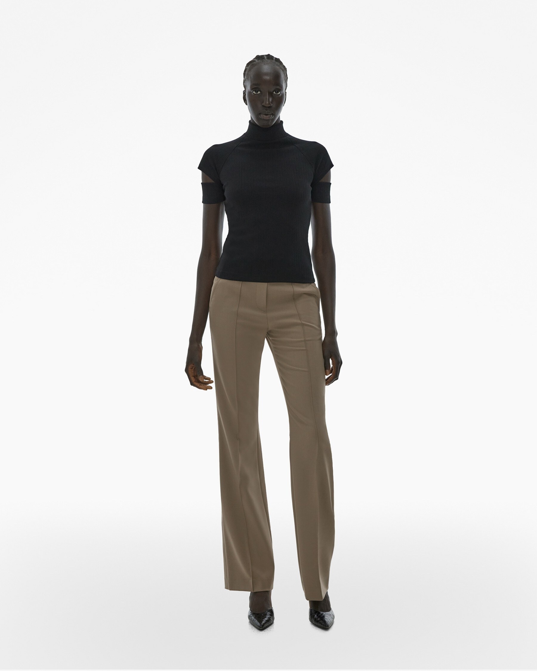 RIBBED SHORT-SLEEVE TURTLENECK - 2