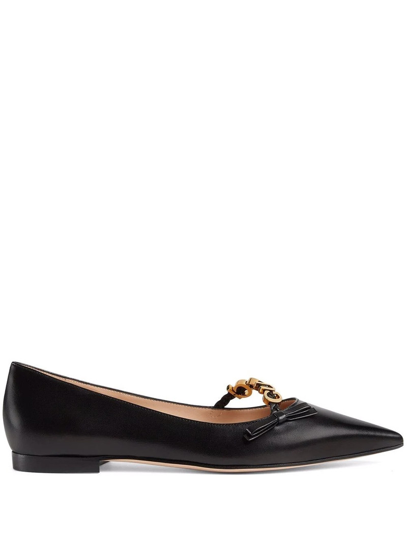 logo-plaque ballerina shoes - 1