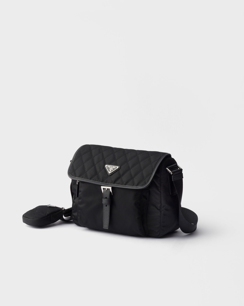 Medium quilted Re-Nylon shoulder bag with Saffiano leather trim 3