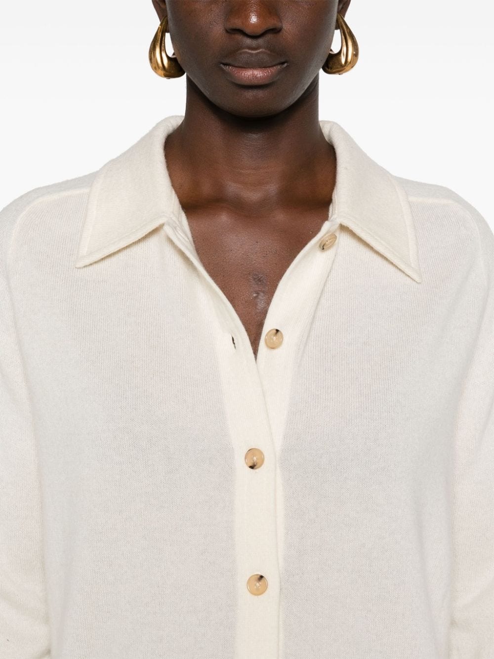 straight-collar cashmere shirt - 5