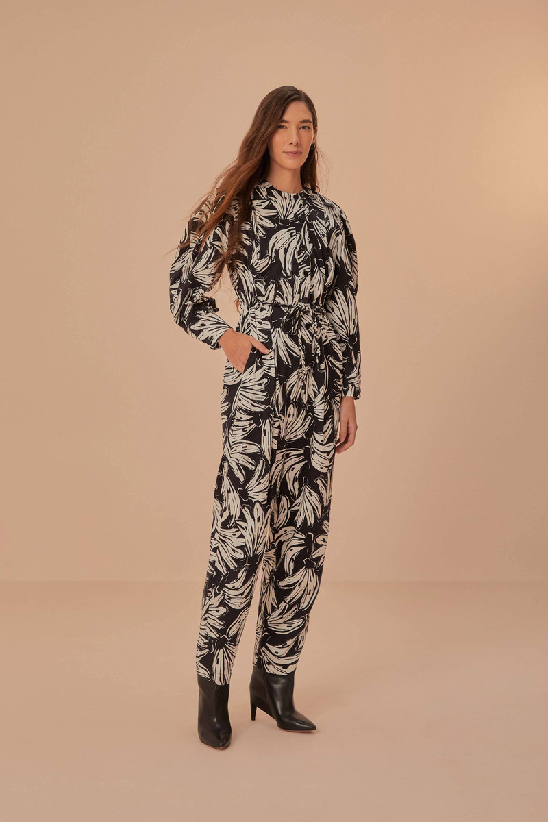 Black Bossa Banana Long Sleeve Jumpsuit 1