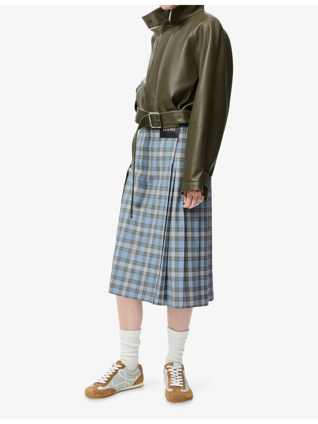 Pleated Check Wool-Blend Midi Skirt - 2