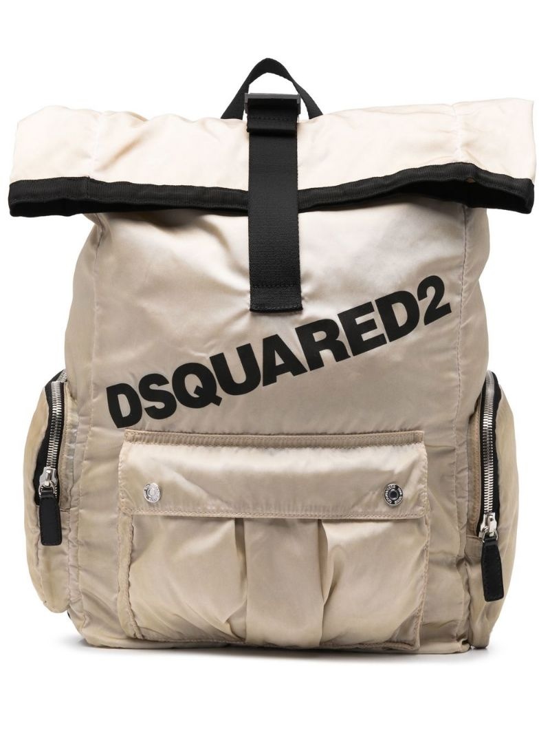 logo-print buckled backpack - 1