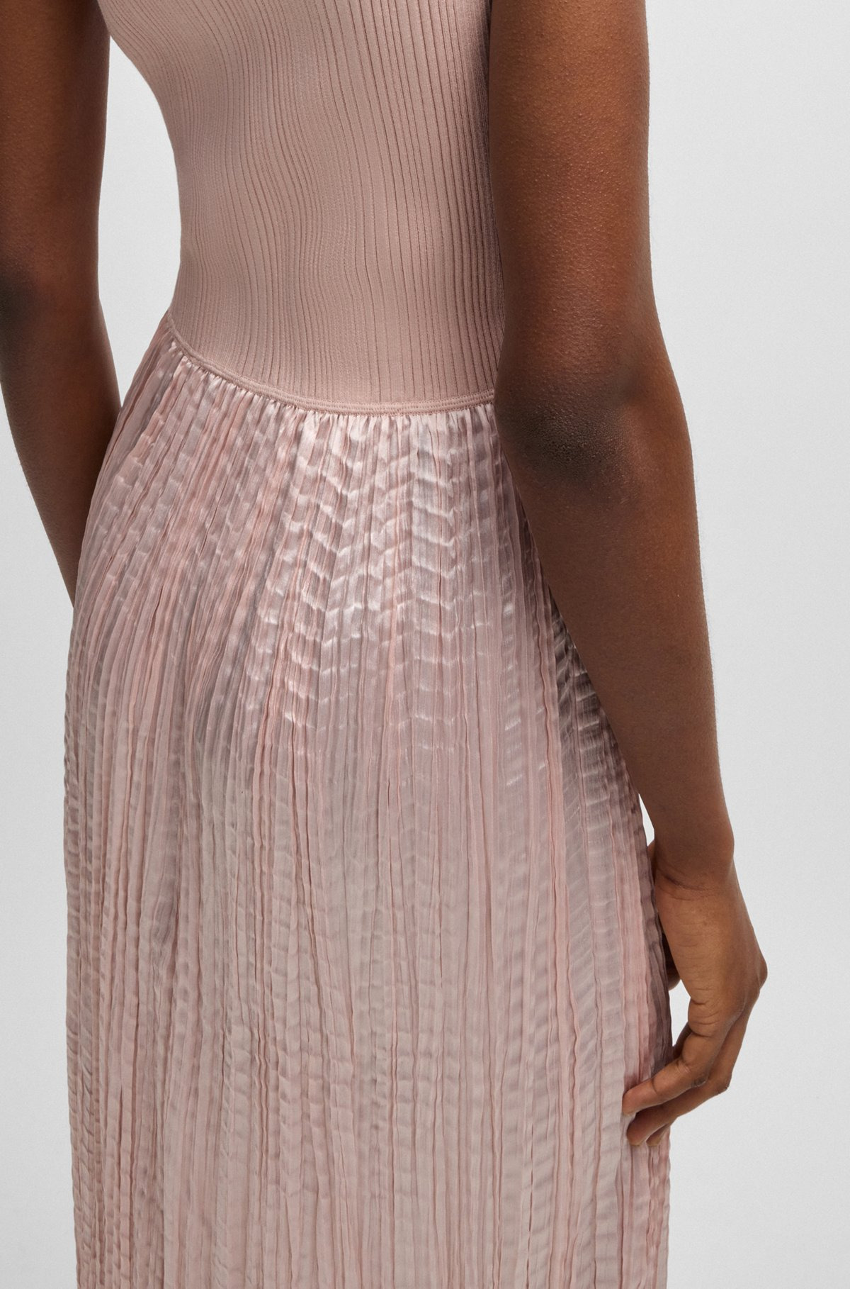 KNITTED DRESS WITH LUSTROUS STRUCTURED SKIRT - 6