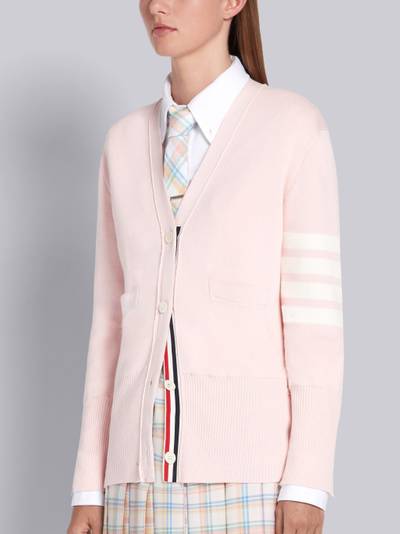 Thom Browne Pink Cotton Crepe V-Neck 4-Bar Cardigan outlook