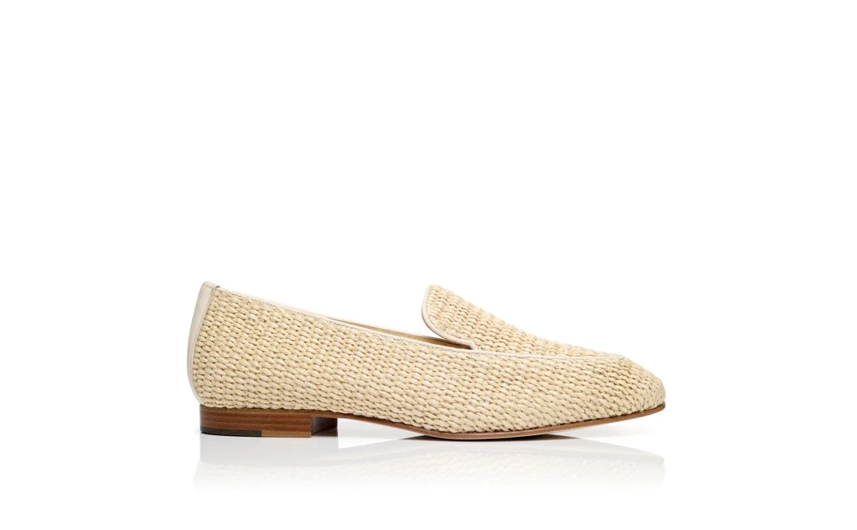 Cream Raffia Loafers - 1