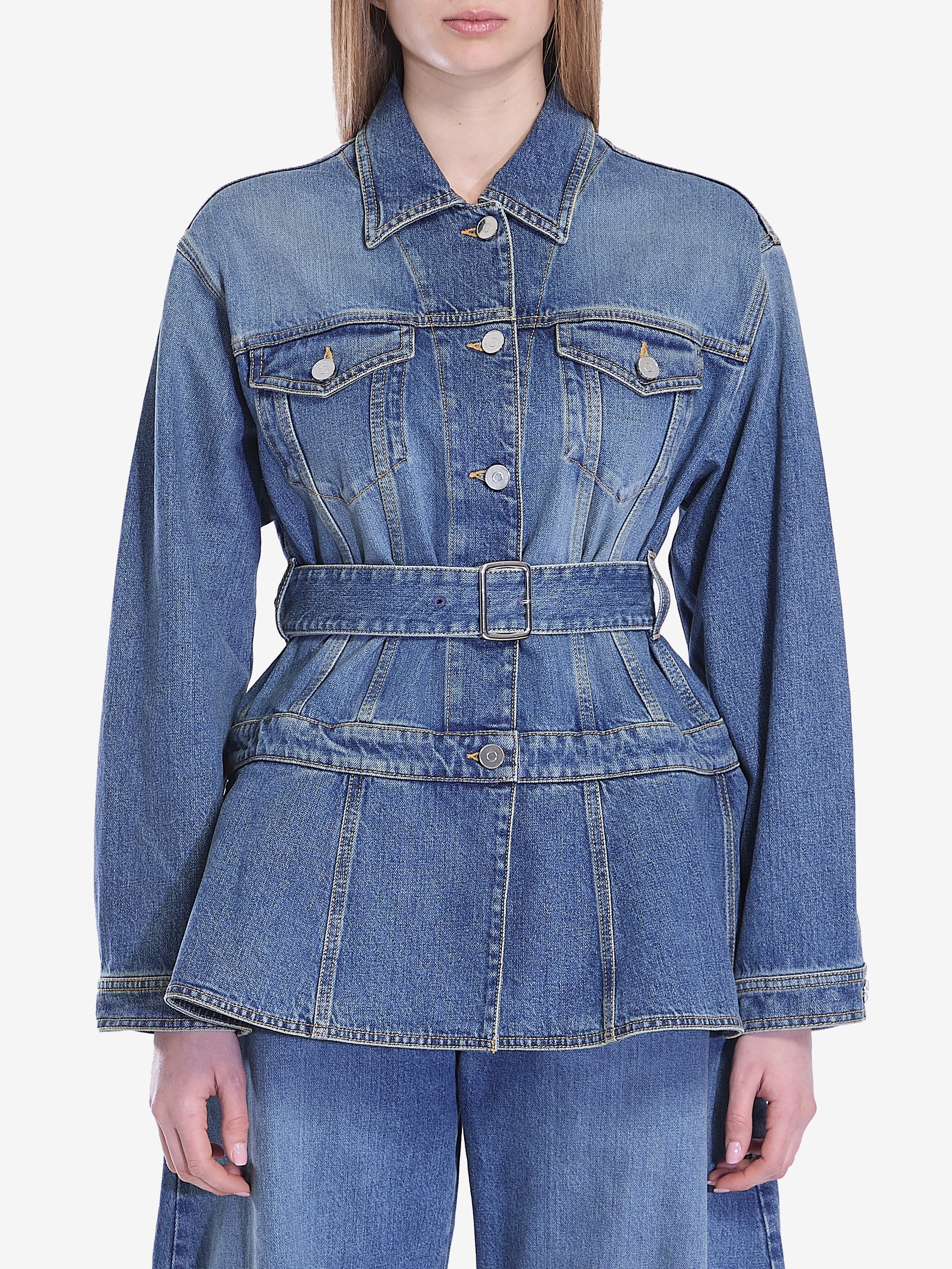 Alaïa Denim jacket with peplum | leam | REVERSIBLE