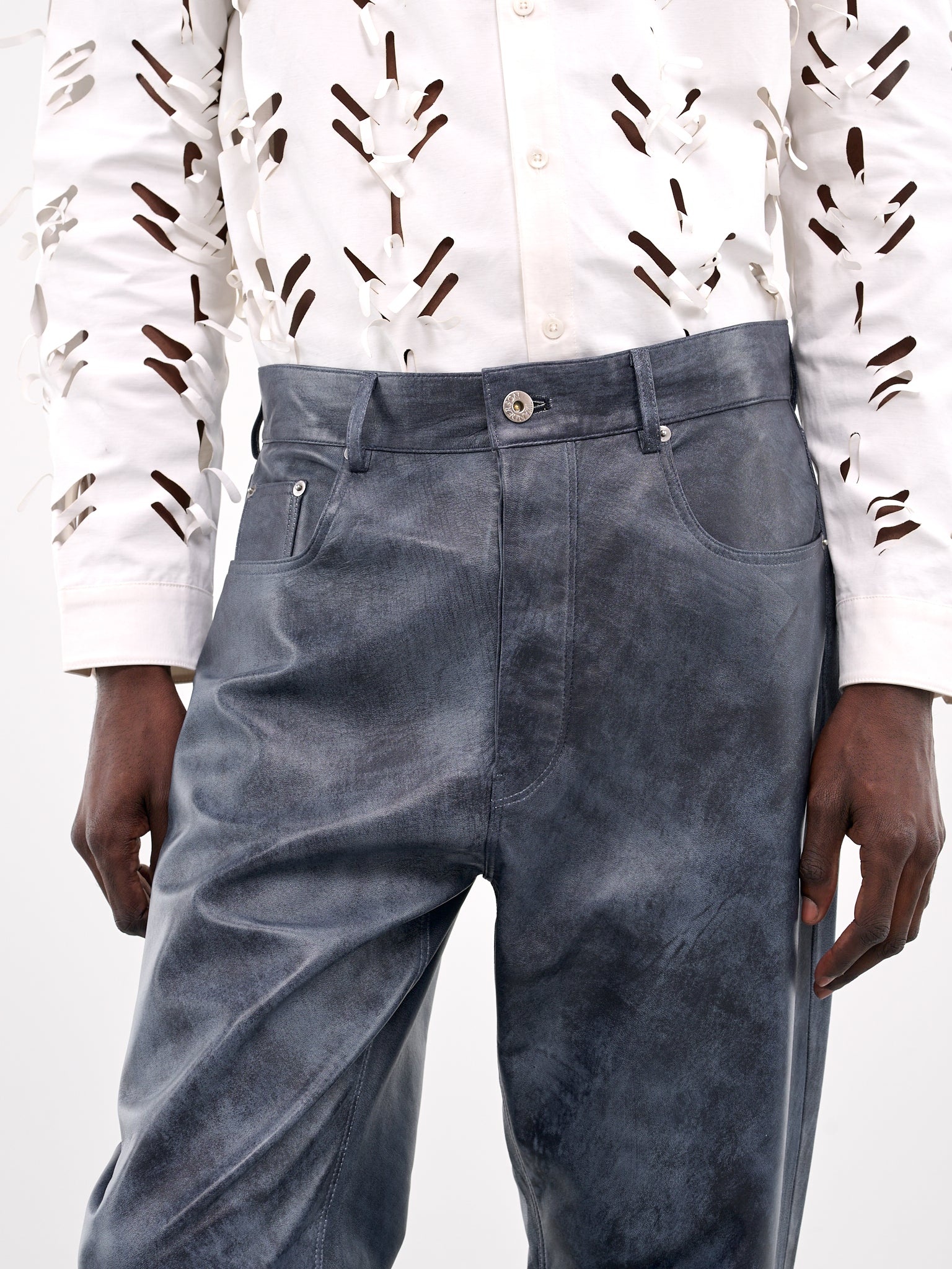 Straight Leg Lamb Leather Trousers - 5