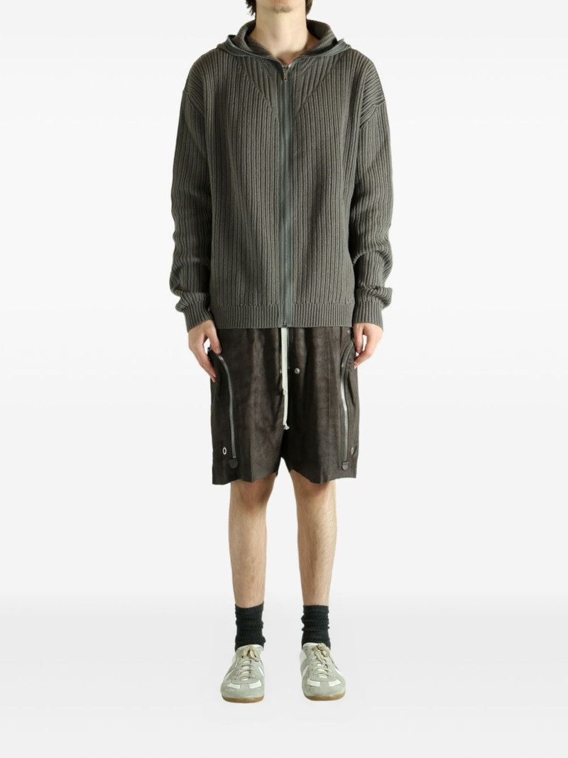Rick Owens ribbed zip-up hoodie outlook