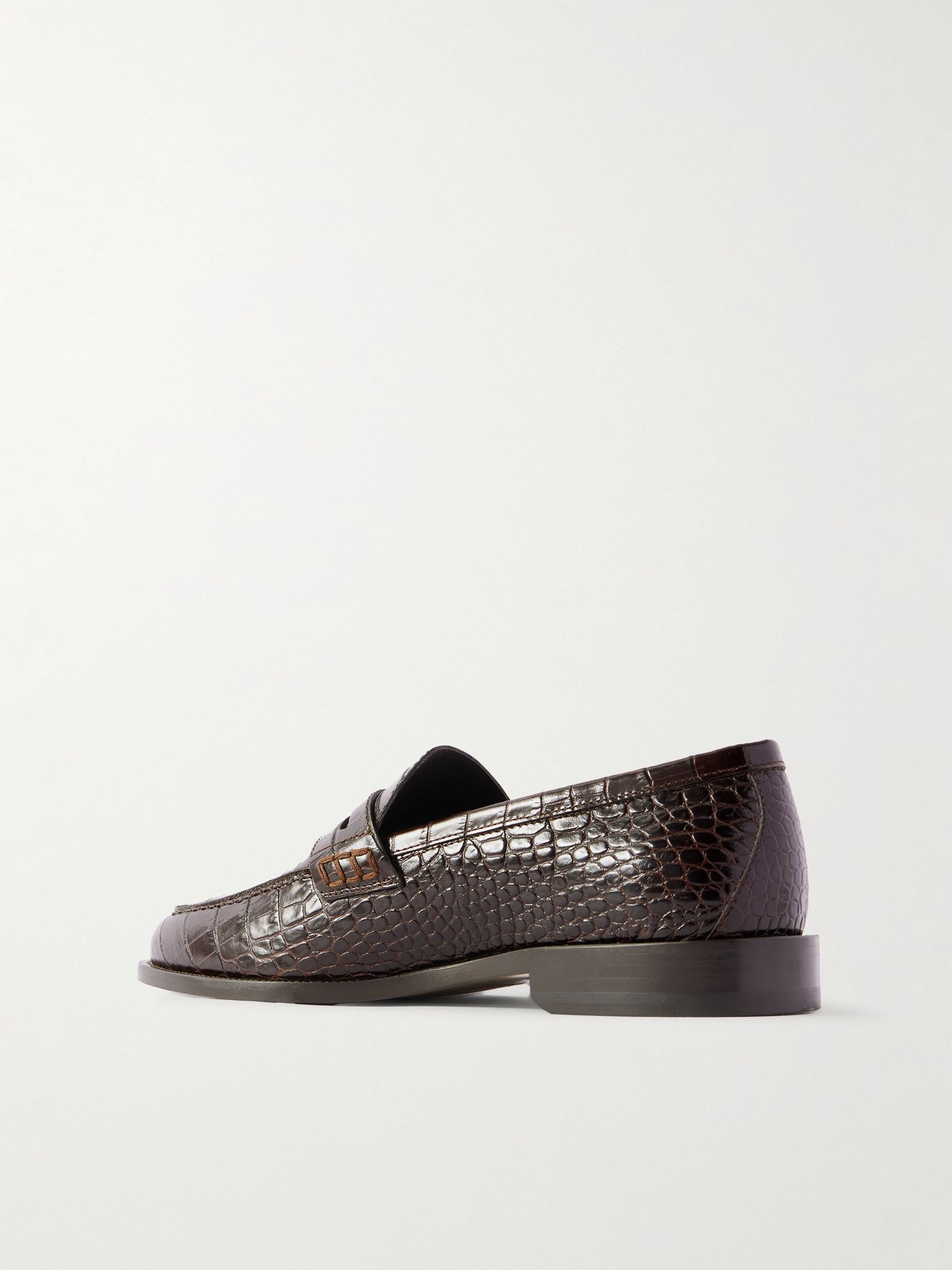 Perry Croc-Effect Leather Loafers Dark brown - 4