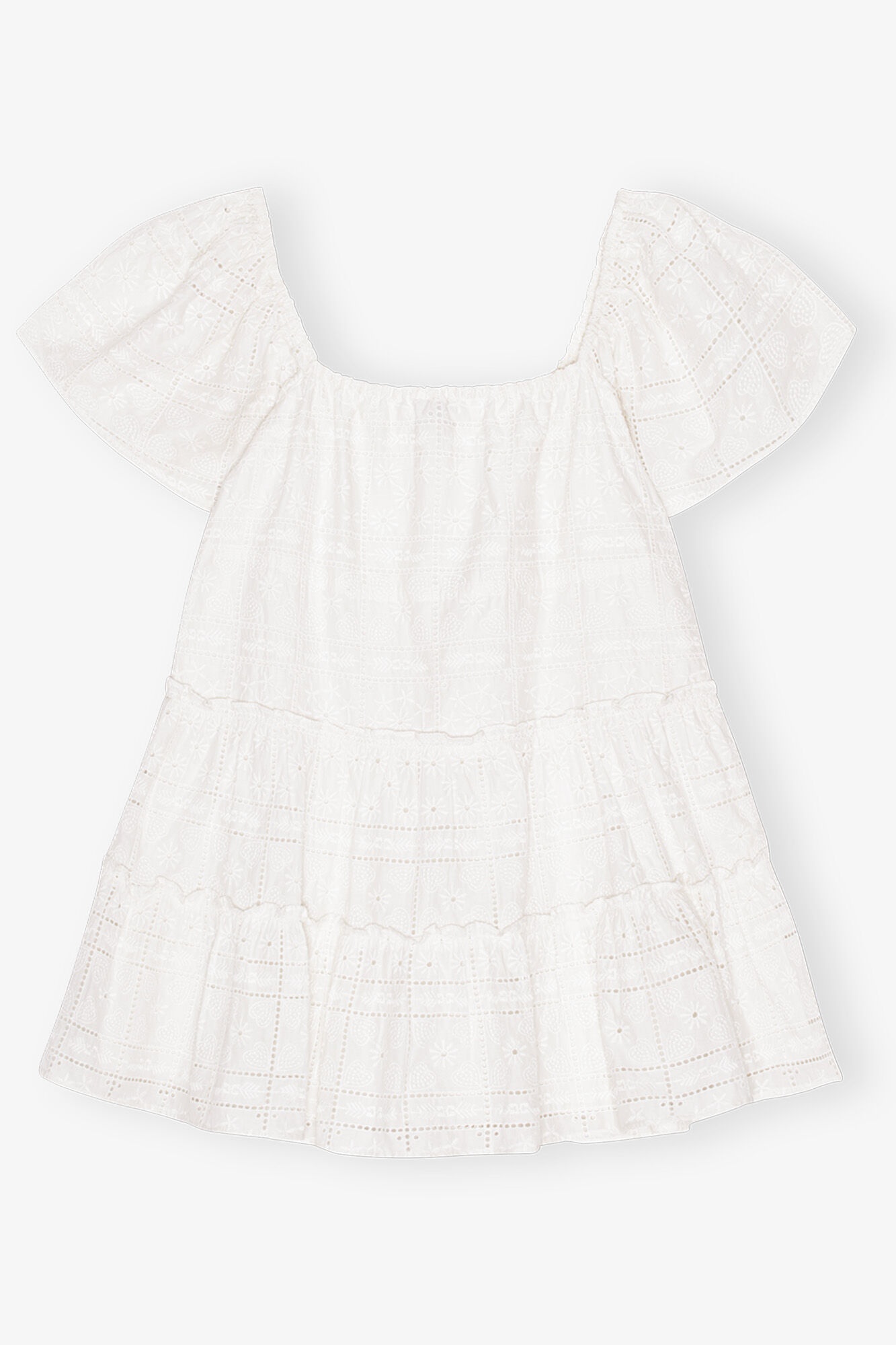 WHITE BRODERIE ANGLAISE LAYER DRESS - 7