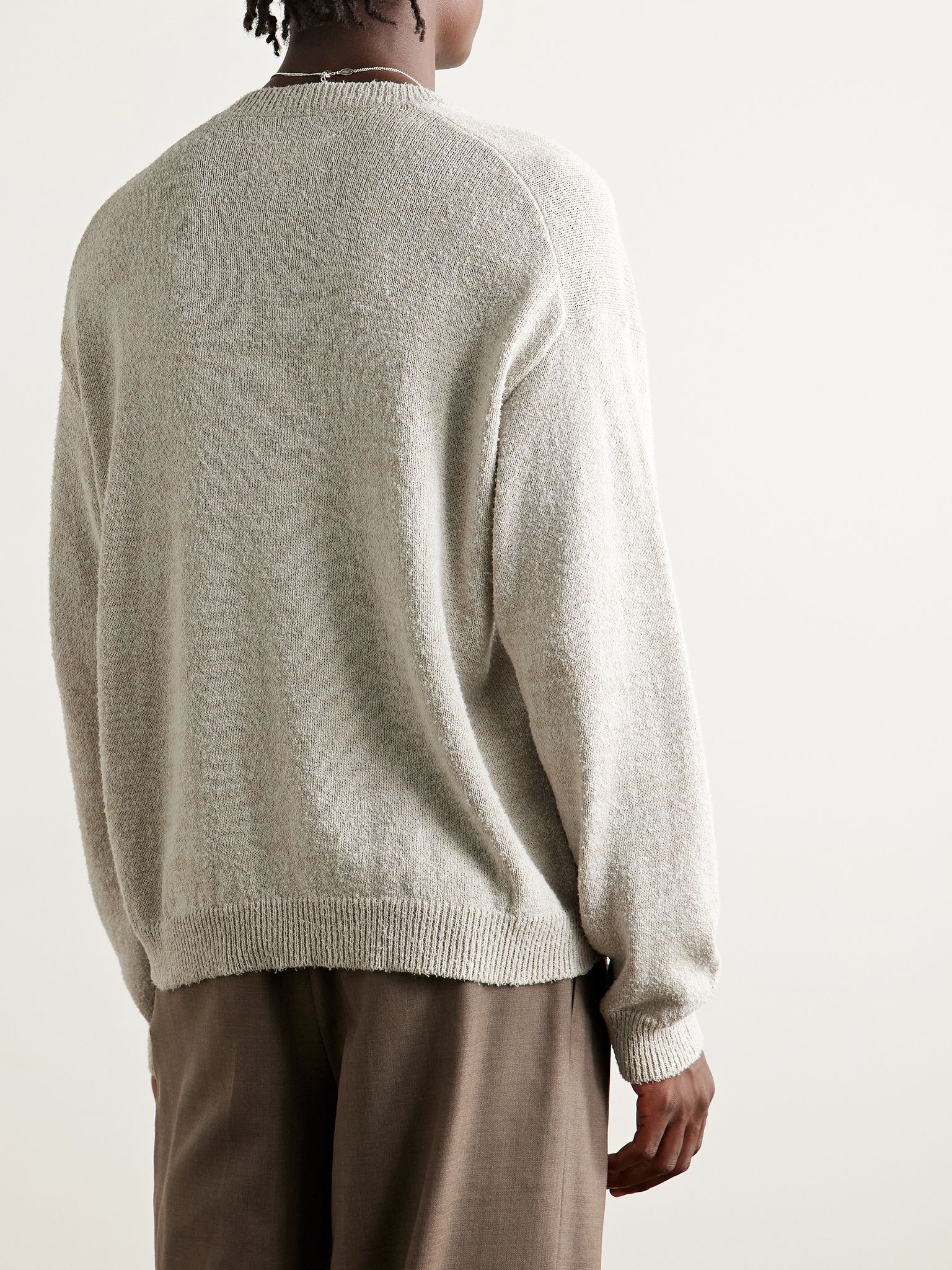 Cotton-Blend Bouclé Sweater Beige - 3