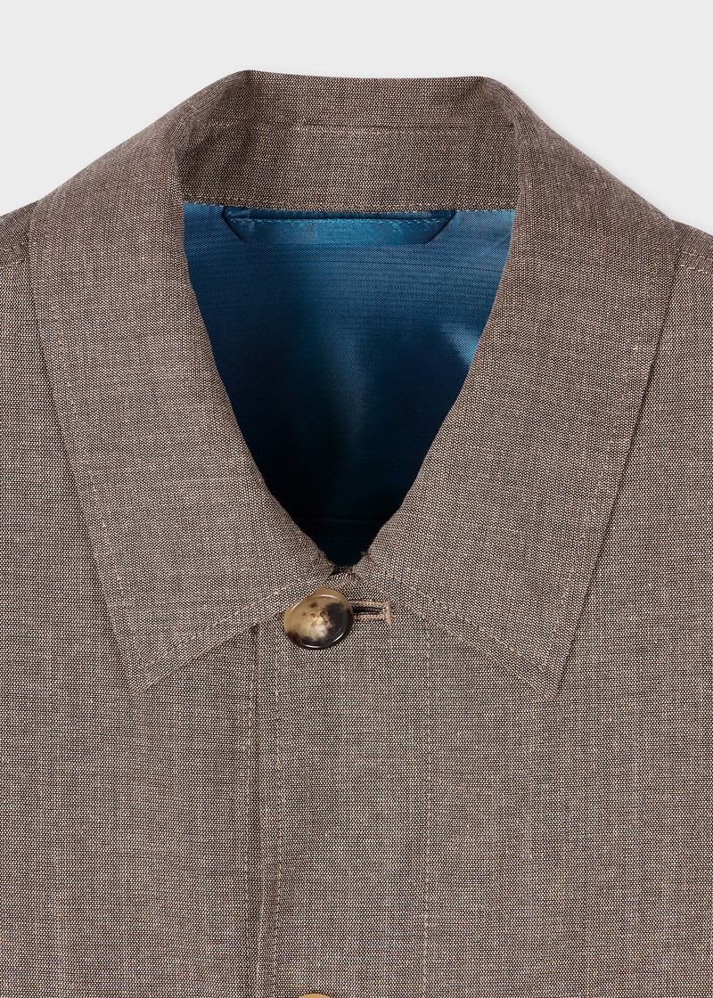Paul Smith Light Brown Wool-Cotton Blend Overshirt and Pleated Trousers Co-ord outlook