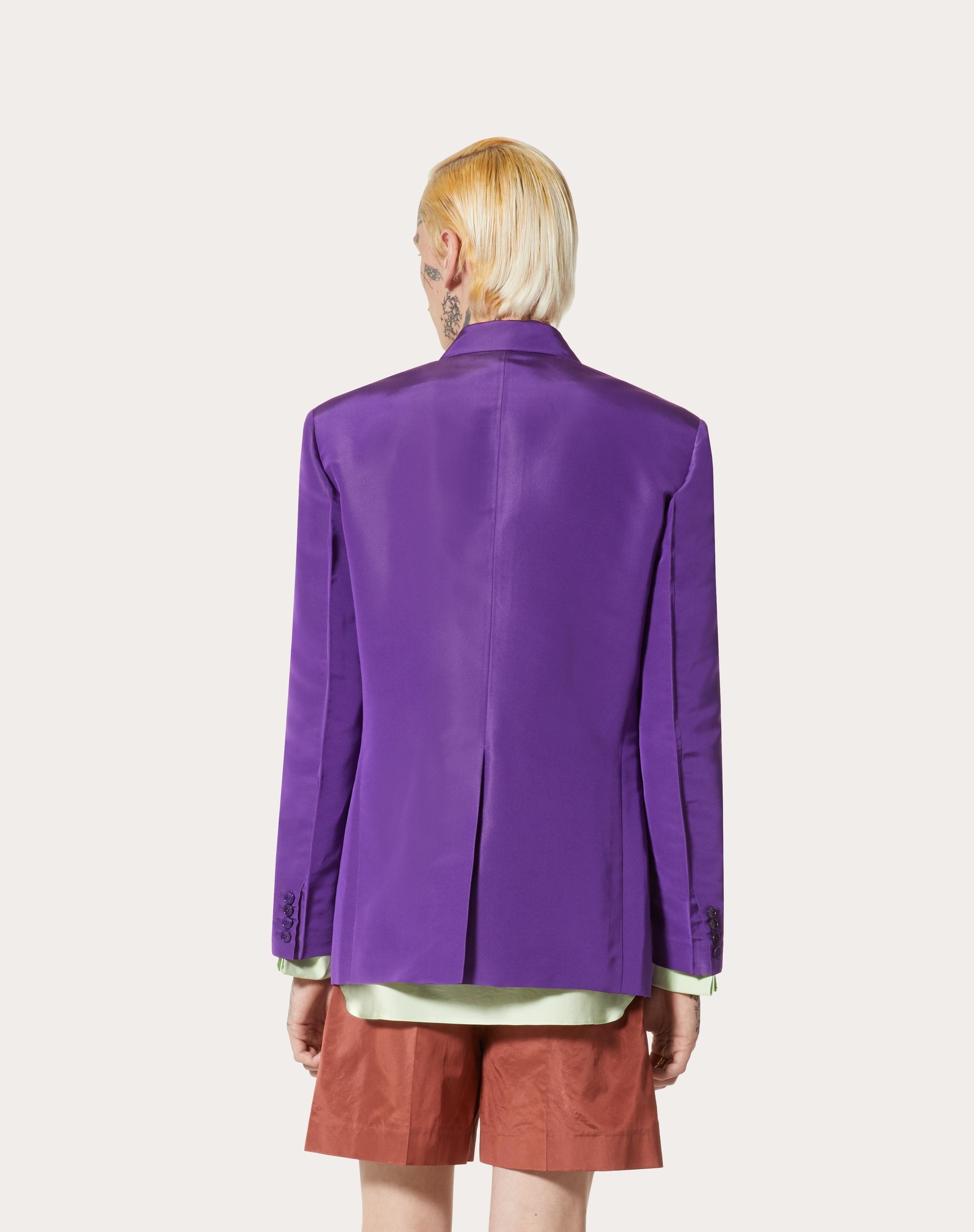SINGLE-BREASTED SILK FAILLE JACKET - 4