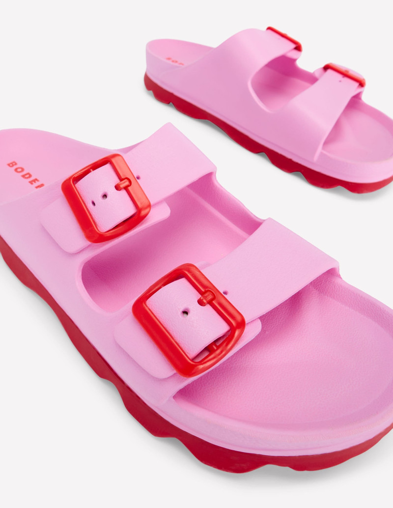 Lyla Double Buckle Sliders-Soft Pink 4