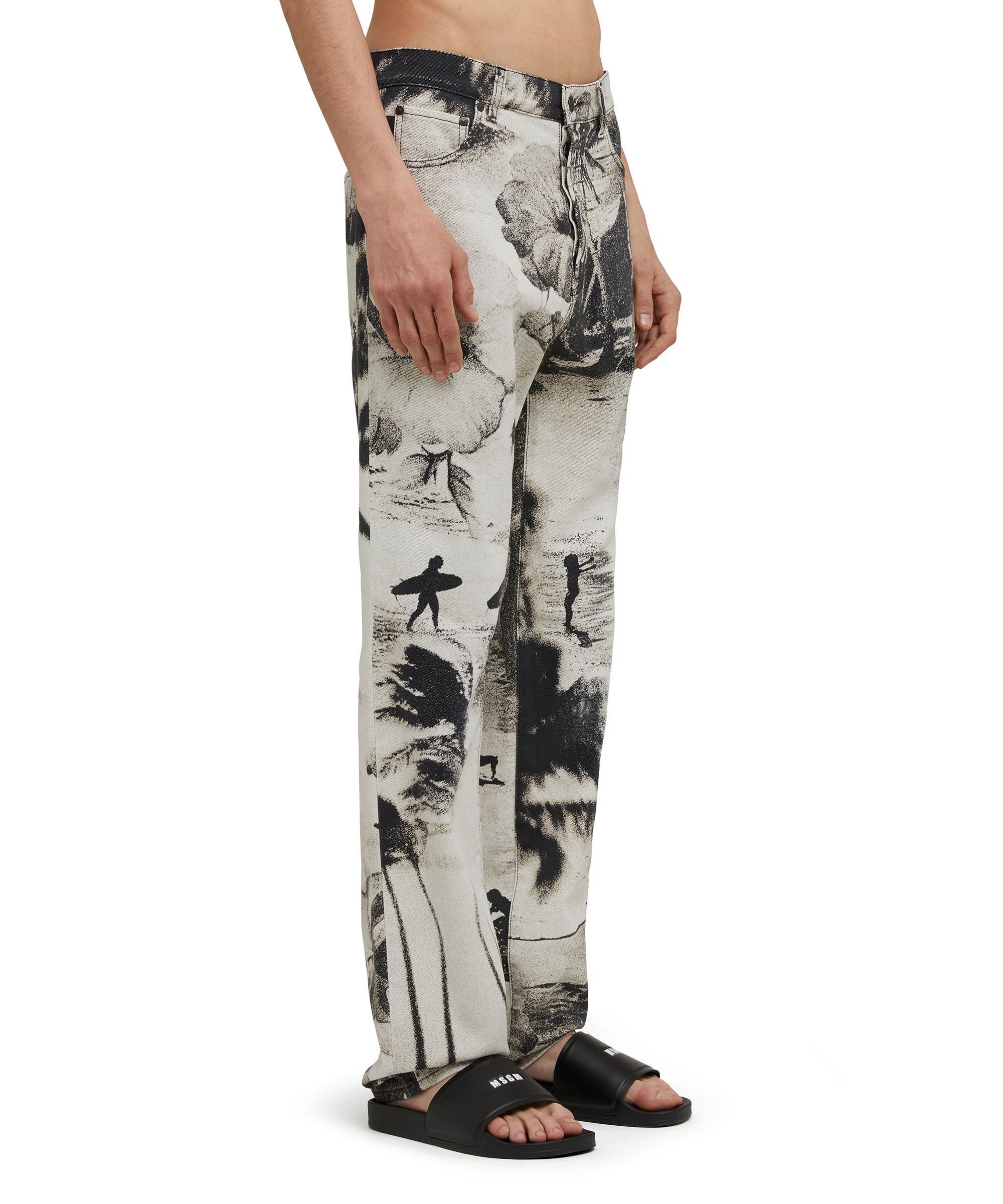 Straight-leg jeans with "MSGM Dreaming" print - 4
