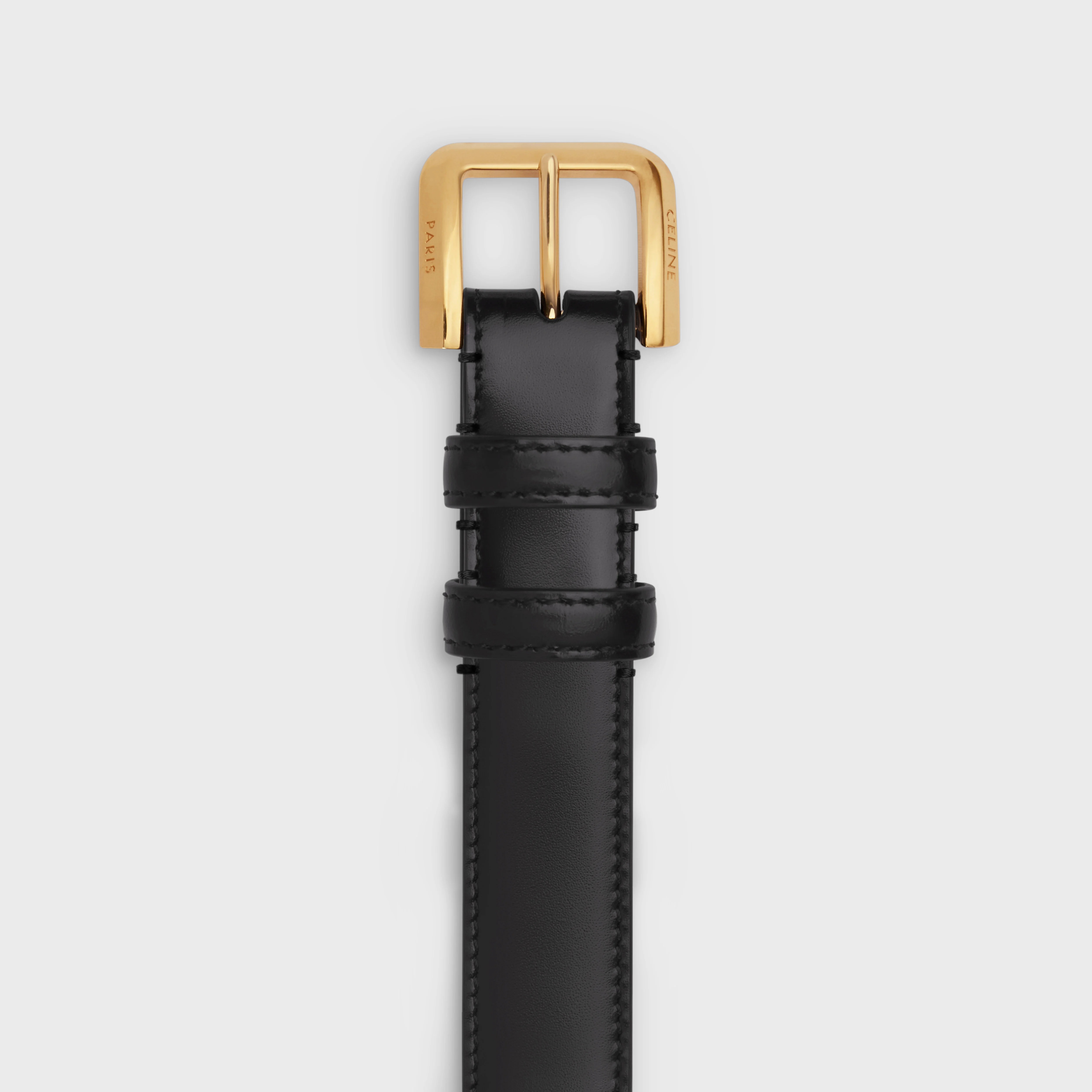 CELINE☆25SS Taurillon レザー エレガント ベルト ブラック CELINE】エレガント チャーム ベルト / トリヨンレザー (CELINE