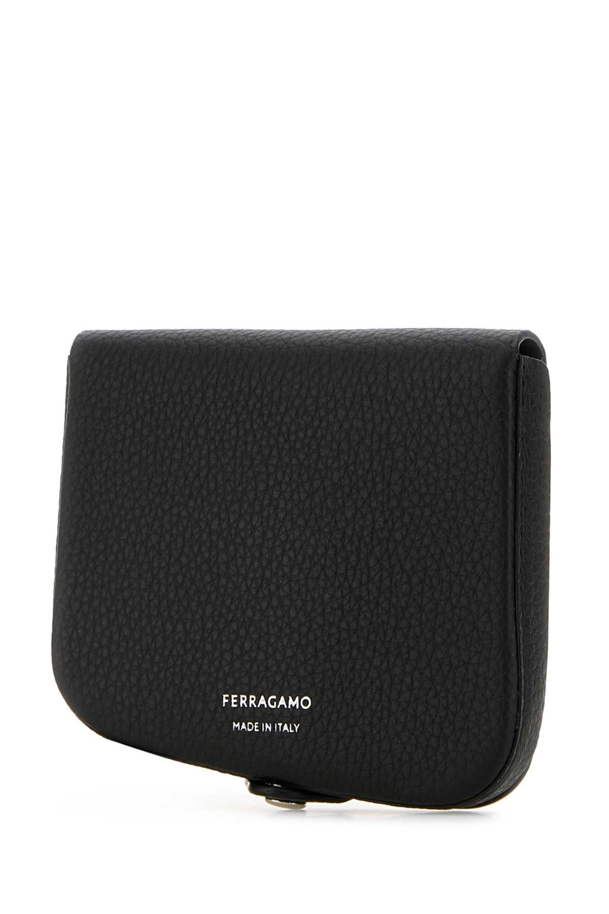 Salvatore Ferragamo Men Black Leather Coin Purse - 2