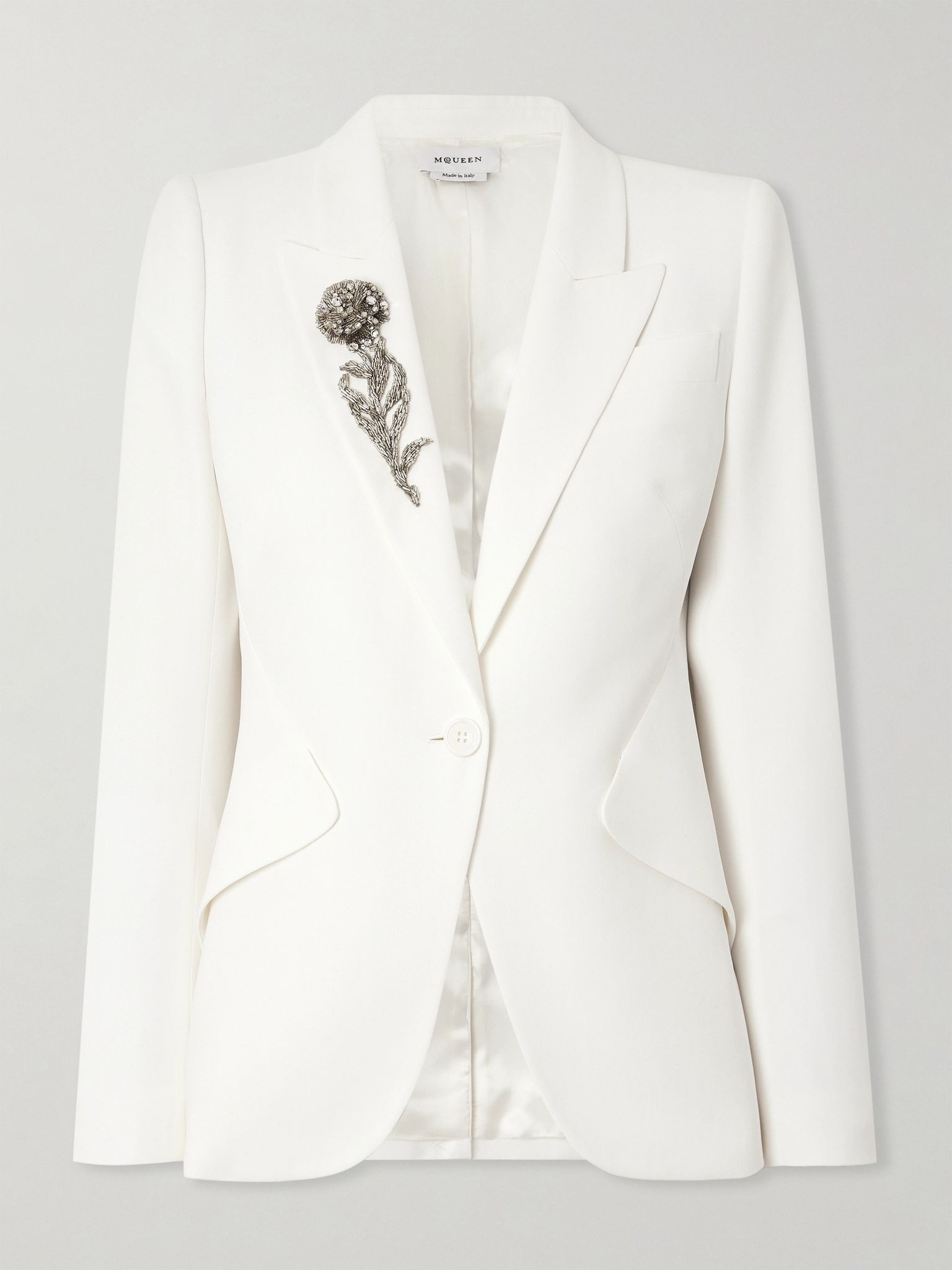 Embellished crepe blazer Ivory - 1