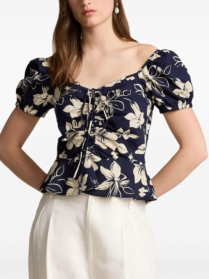 floral-print ruched blouse 4