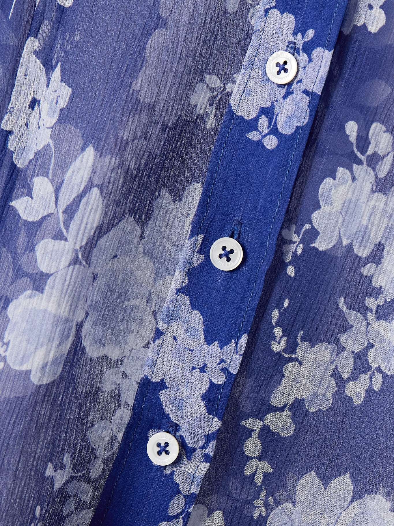 Floral-print silk-crepon shirt Blue - 5
