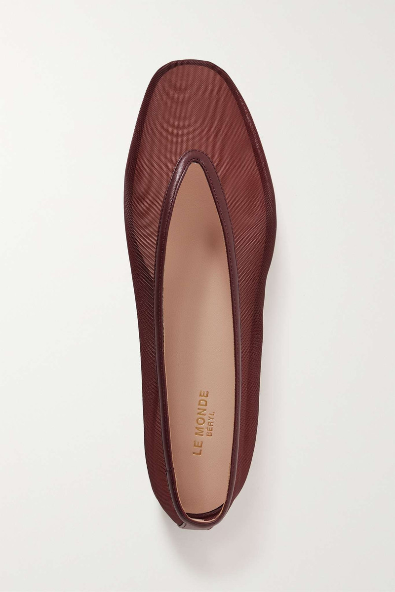 Luna leather-trimmed mesh ballet flats 5