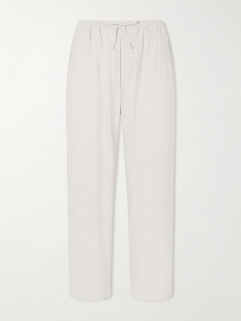 Samurai Straight-Leg Linen and Silk-Blend Drawstring Trousers 1