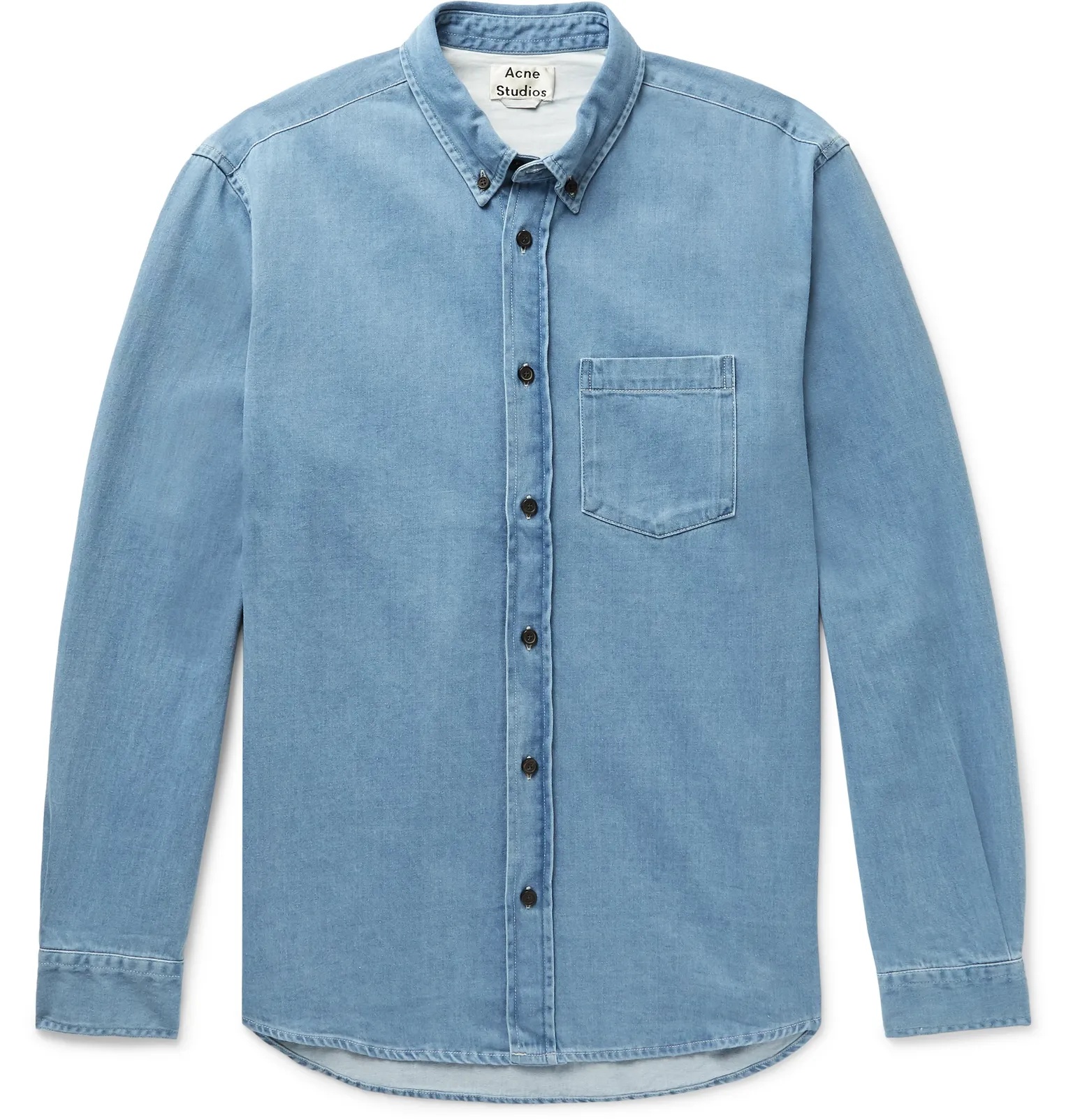 Slim-Fit Button-Down Collar Denim Shirt - 1