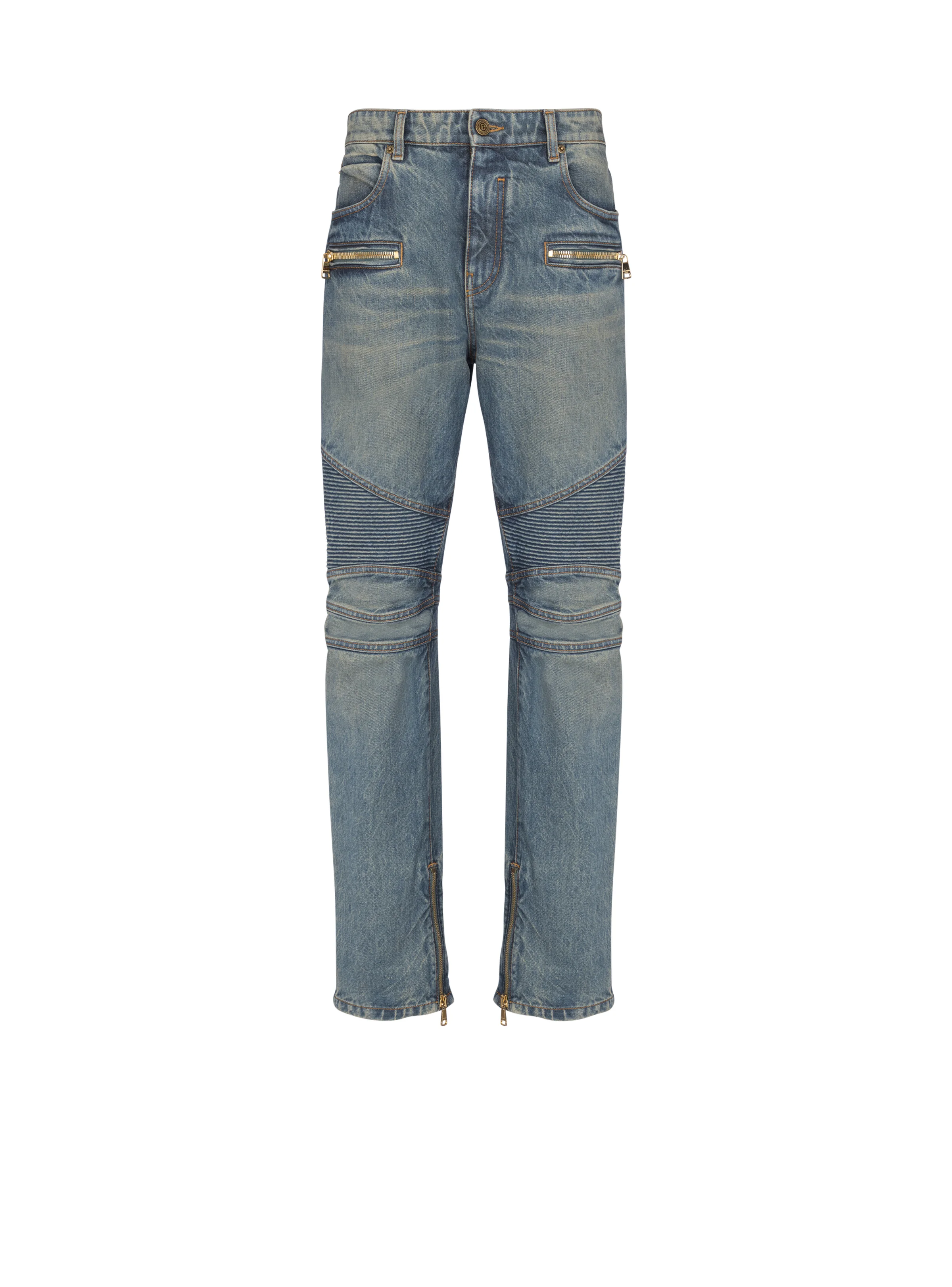 Biker jeans in vintage denim - 1