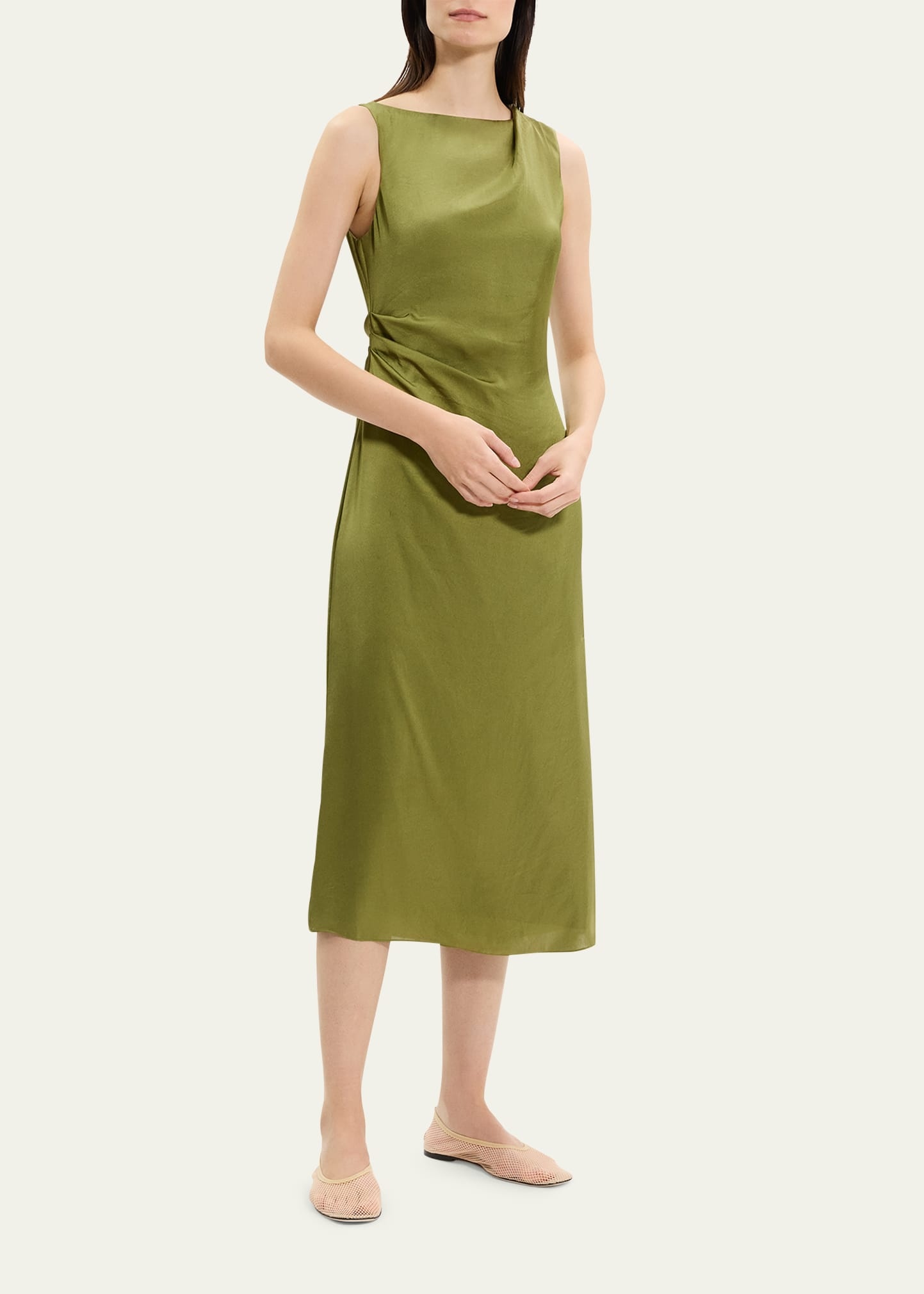Fitted Drape Midi Dress - 4