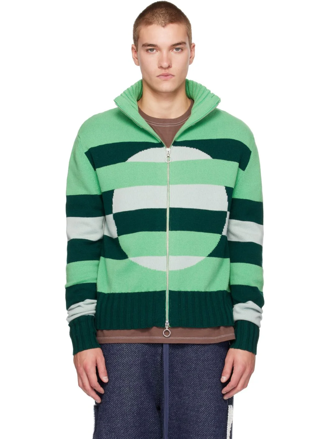 Green Optical Vortex Window Sweater - 1