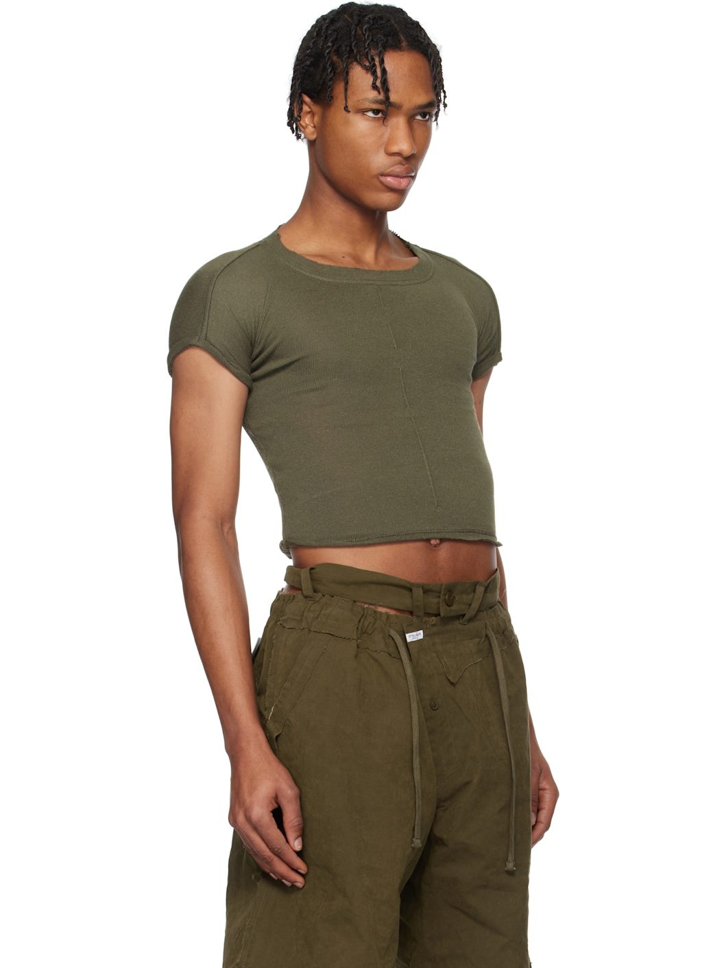 Green Deconstructed Linen T-Shirt - 2