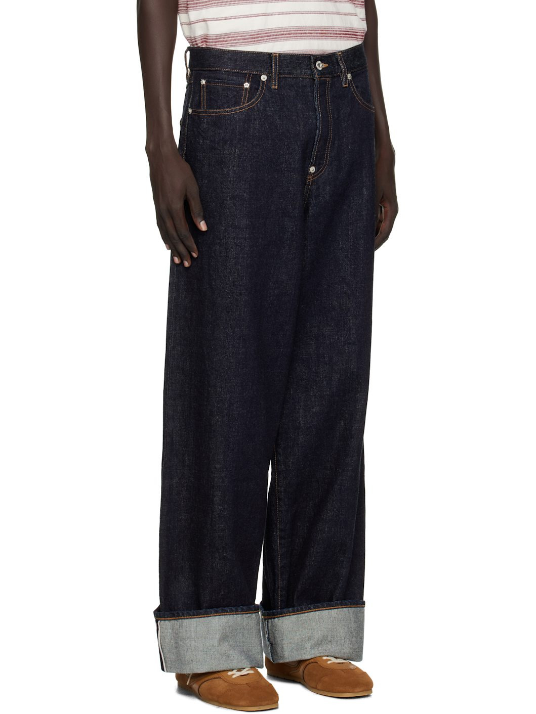Navy Kenzo Paris Turn Up Wide Fit Jeans - 2