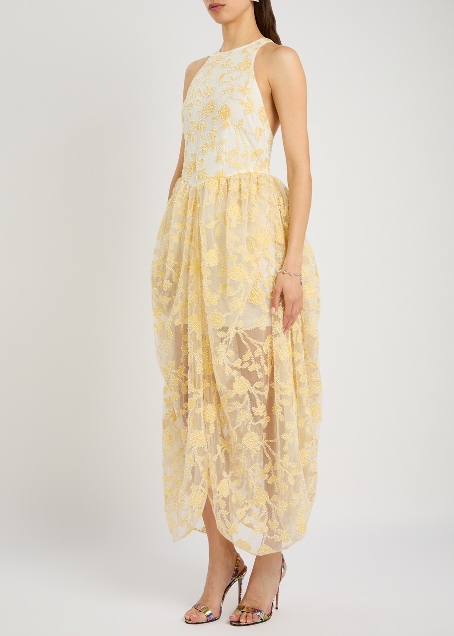 Rotate Birger Christensen Floral-embellished Tulle Midi Dress - 2