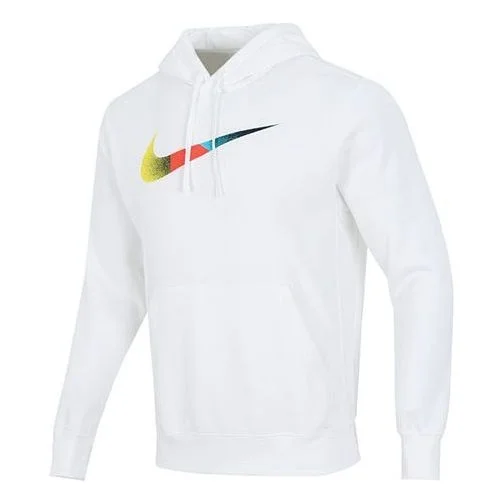 Men's Nike Nsw Bb Po Hdy Swsh Brnd Riff Contrasting Colors Logo Sports Pullover White DM2395-100 - 1