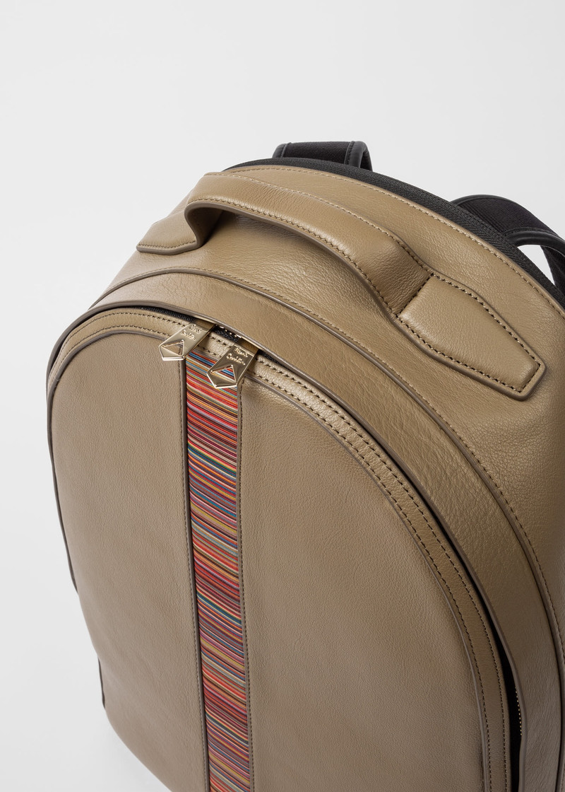 Leather 'Signature Stripe' Backpack 4