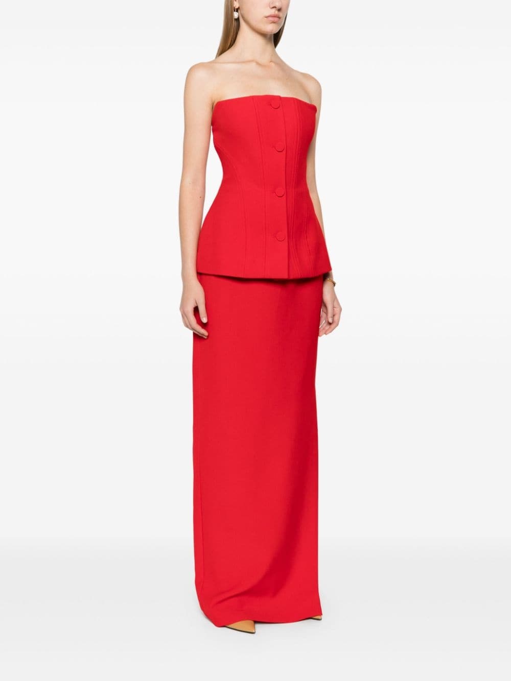 strapless crepe maxi dress - 3