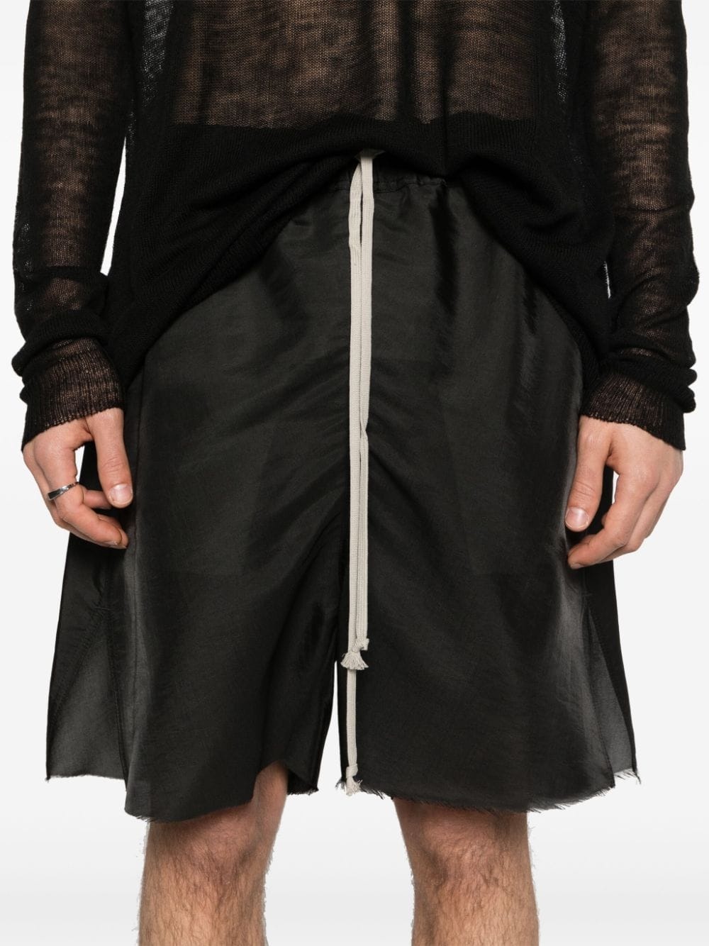 semi-sheer silk blend shorts - 5