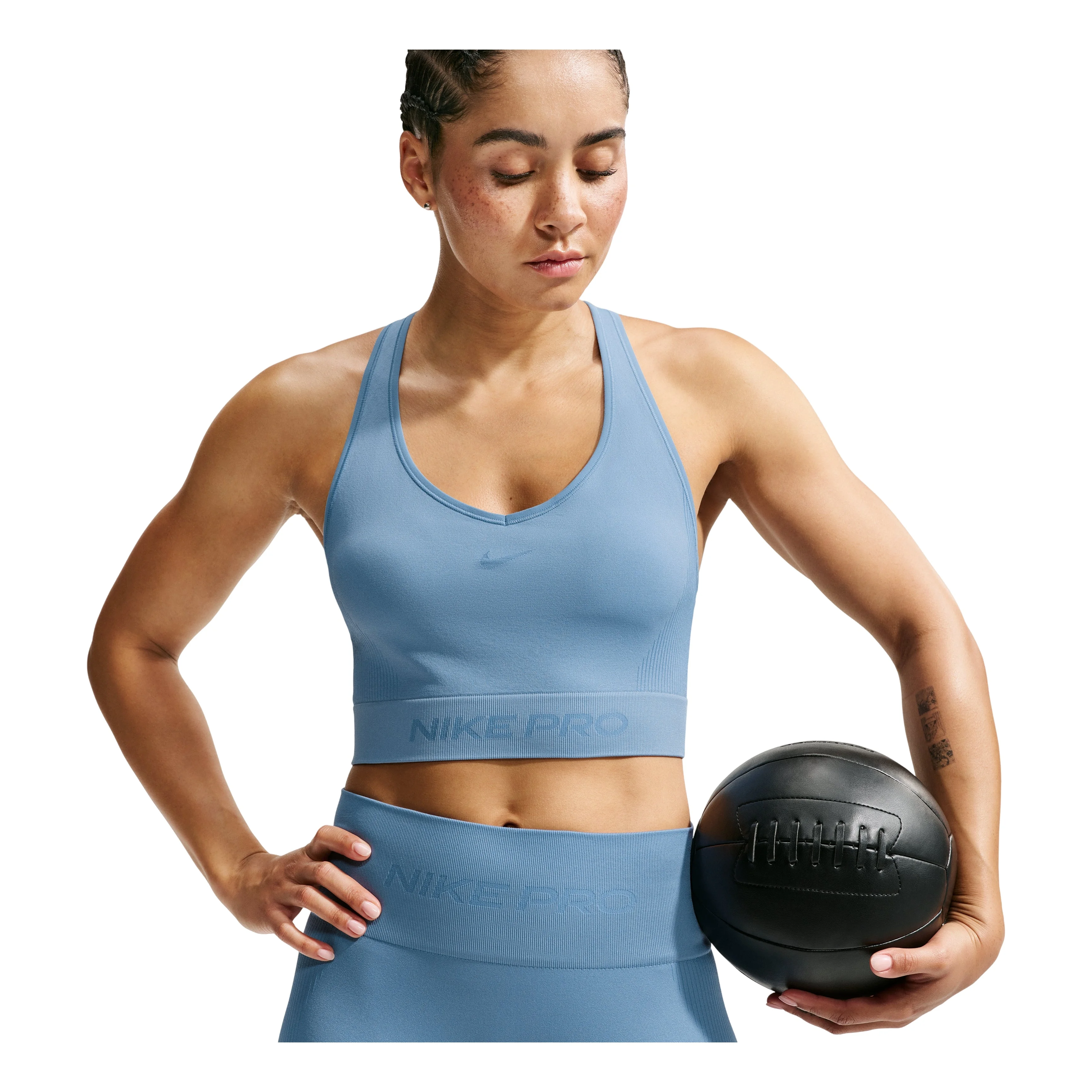 (WMNS) Nike Pro Seamless Dri-FIT Cropped Tank Top 'Work Blue' IB9414-486 - 1