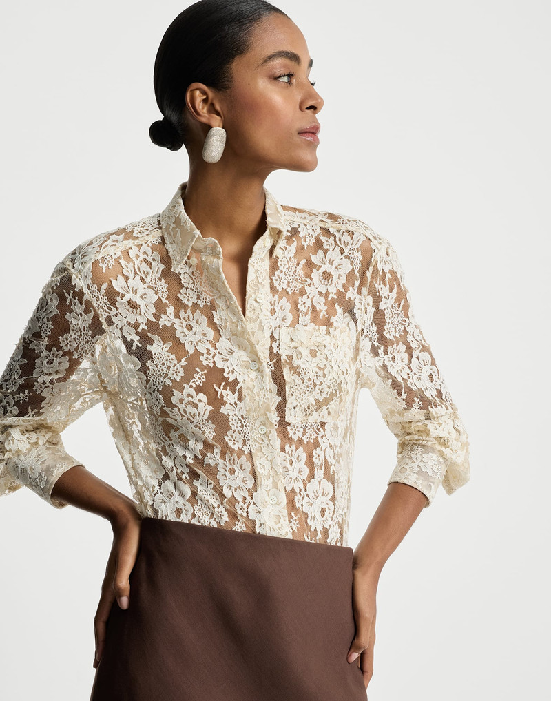 Flower jacquard lace shirt 5