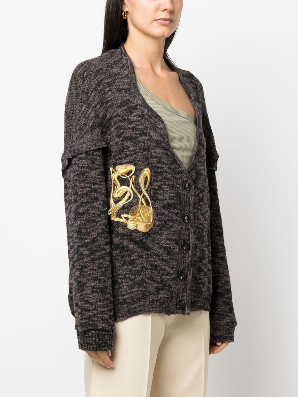 embroidered-detail knit cardigan - 3