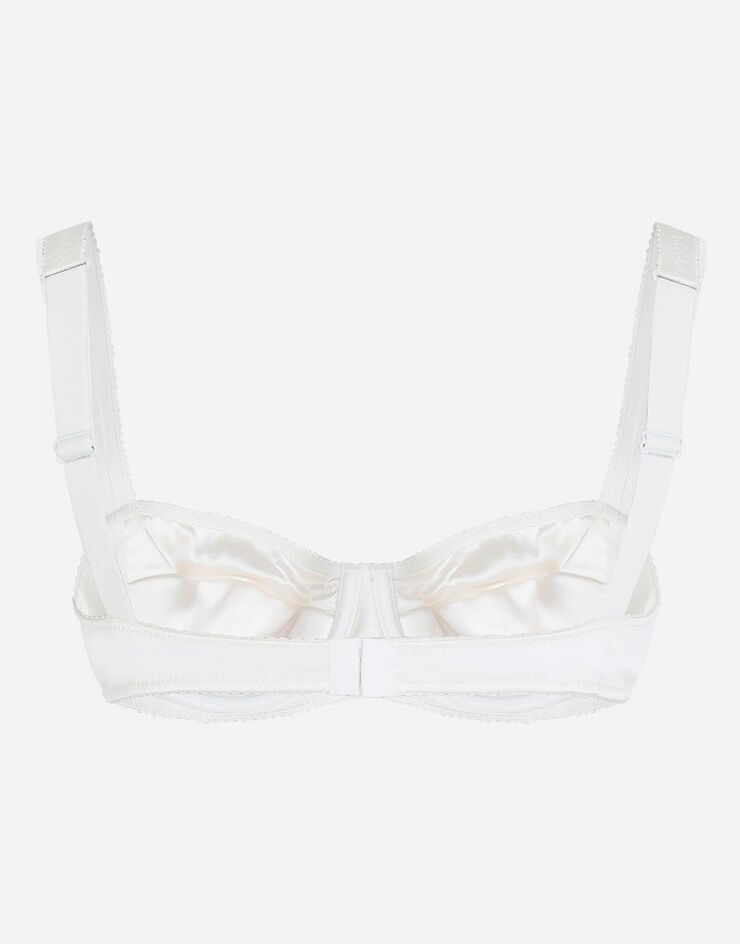 Semi-padded satin balconette bra with lace - 3