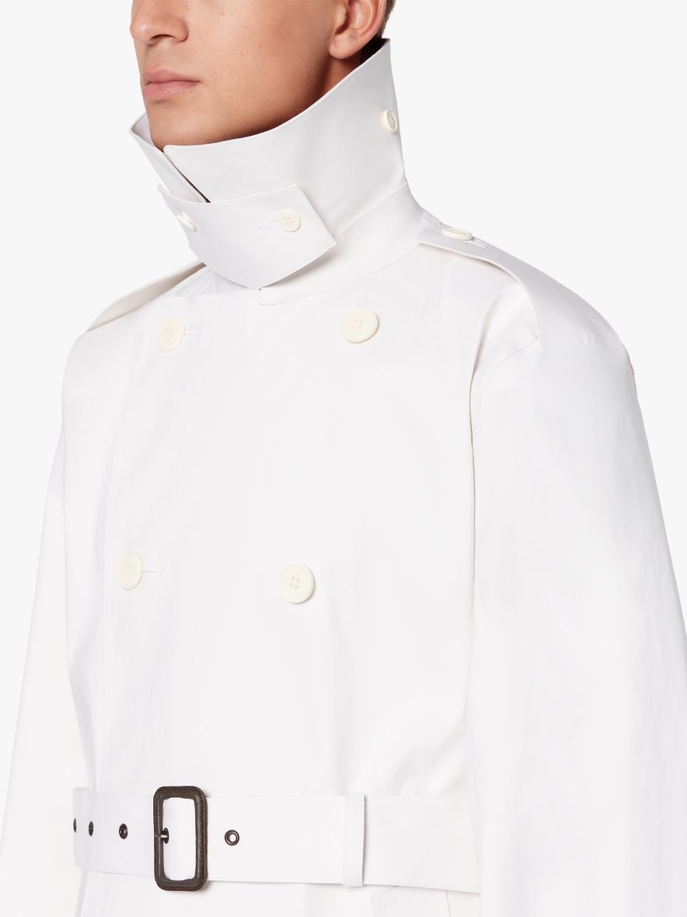 VIENNA WHITE BONDED COTTON TRENCH COAT | GRF-305 - 5