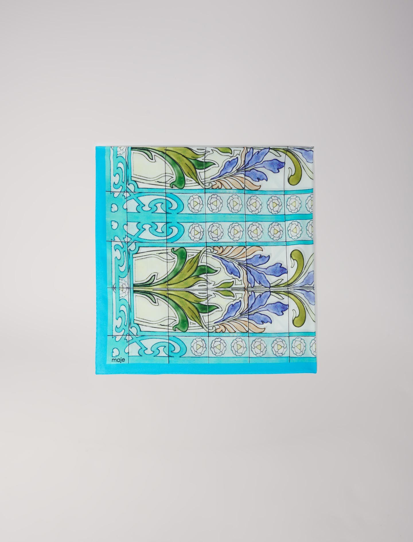 Mosaic pattern silk scarf - 1