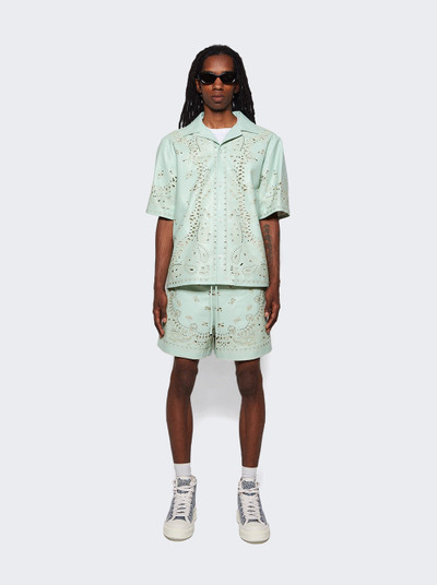 AMIRI Leather Bandana Shorts Mint outlook