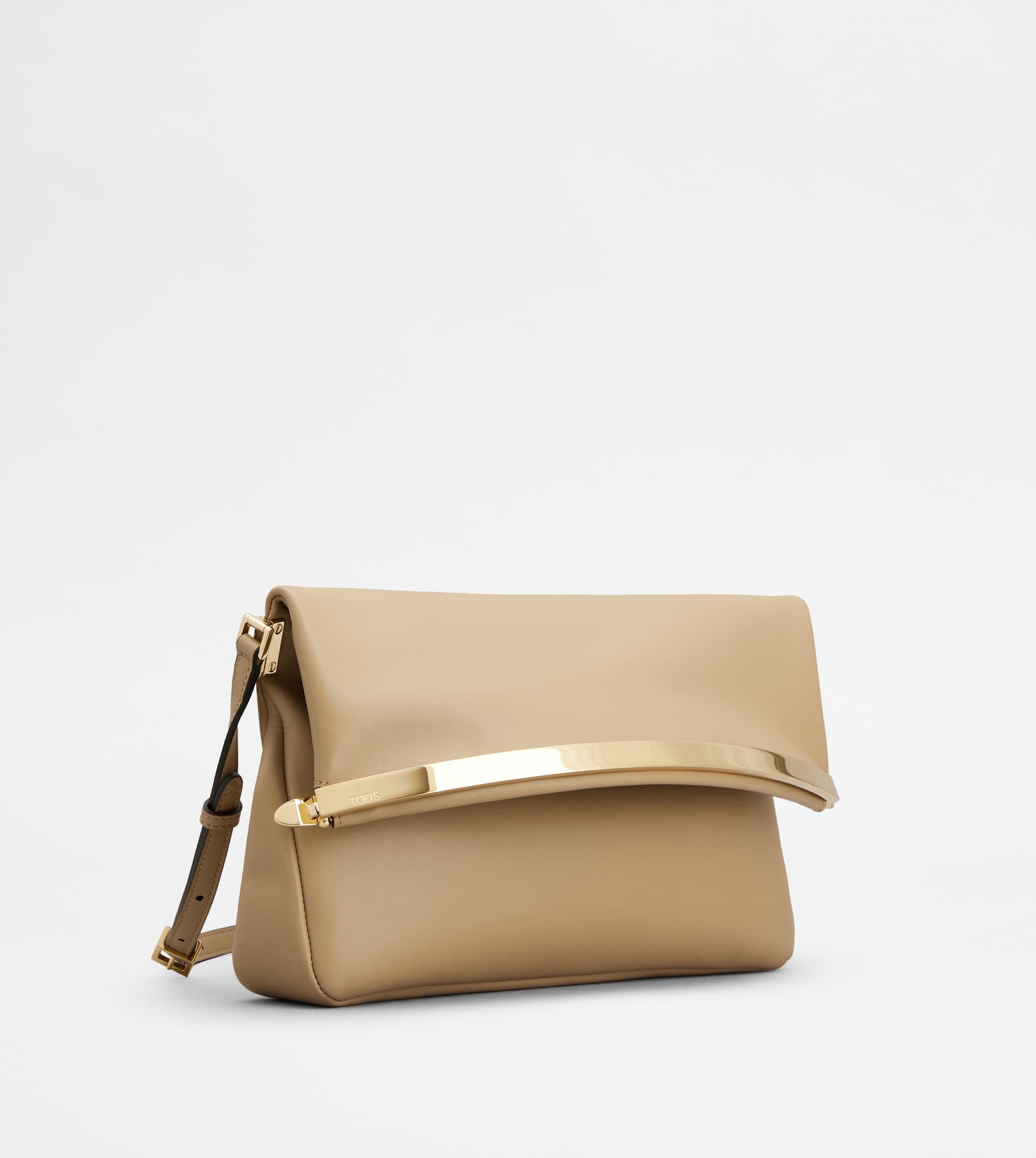 FLAP BAG IN LEATHER SMALL - BEIGE - 3