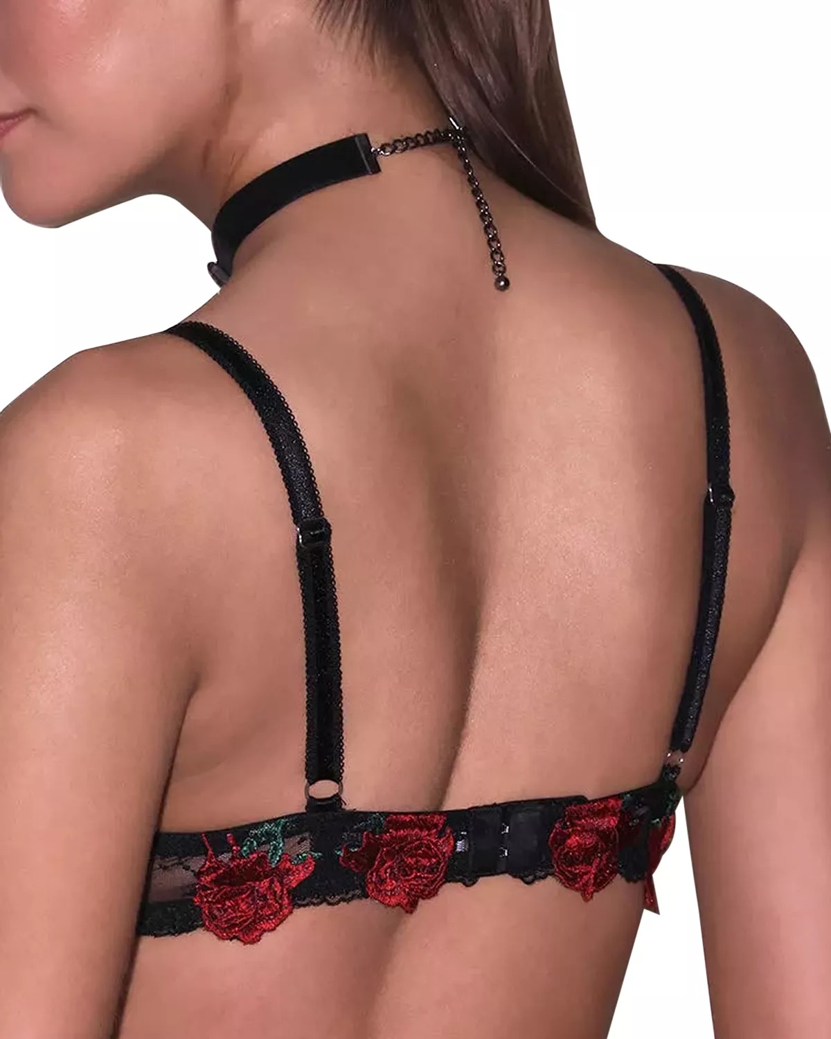 Bleeding Rose Embroidered Demi Bra - 2